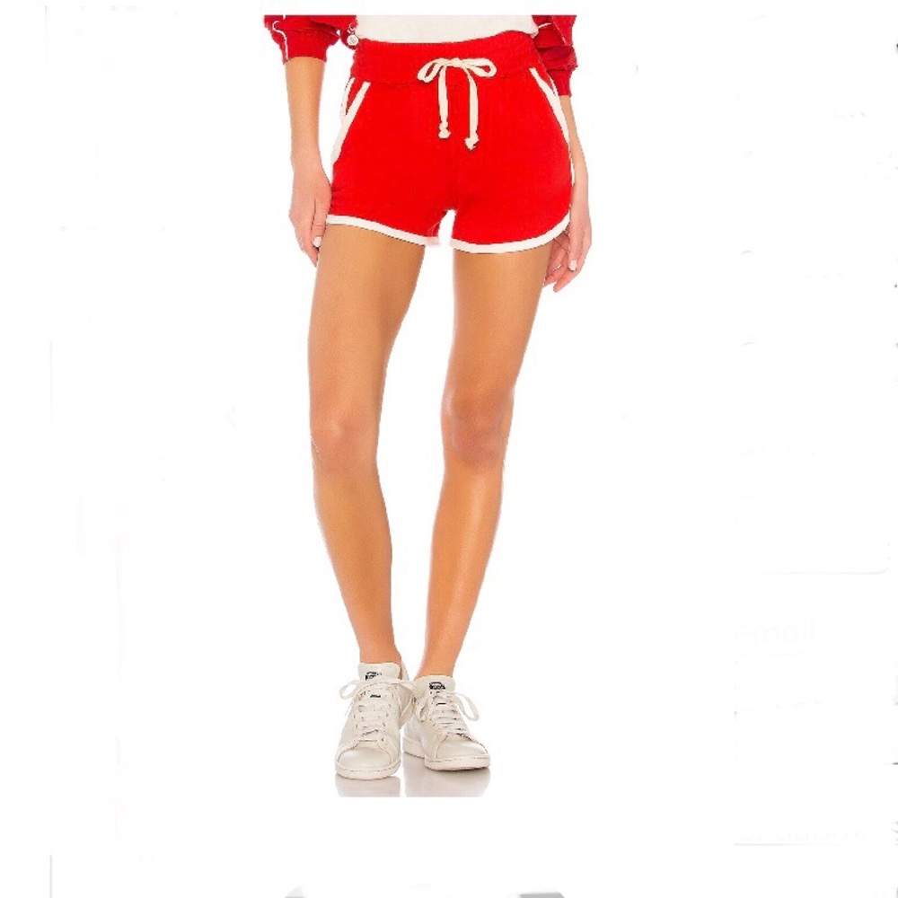 Mother Denim Brand The Running Mate Sport shorts in bright red